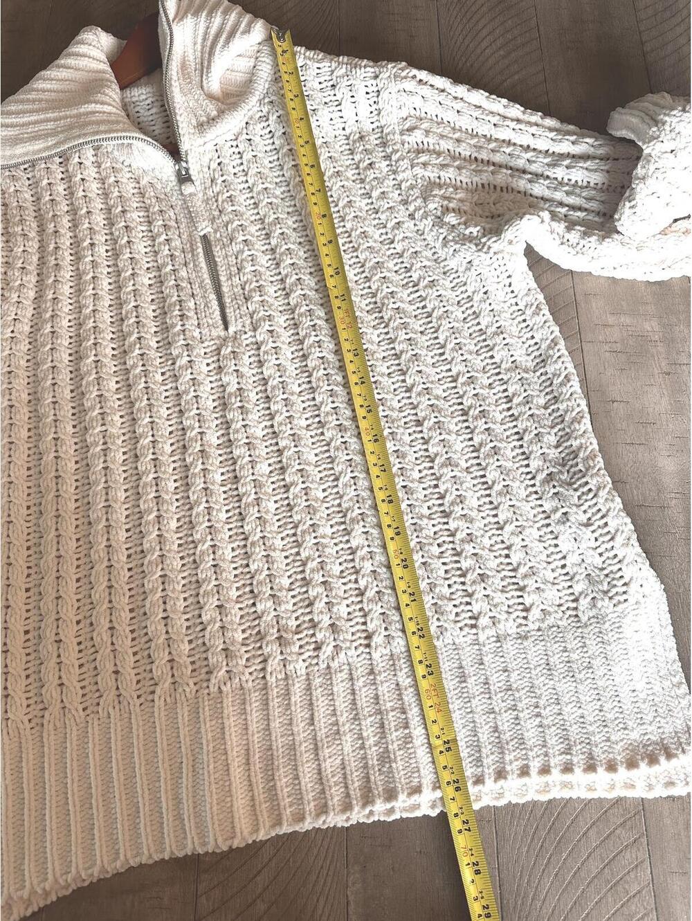 Aerie Cable Car Quarter Zip Chunky Sweater In Toasted Coconut Cream Women’s XS - Picture 10 of 15